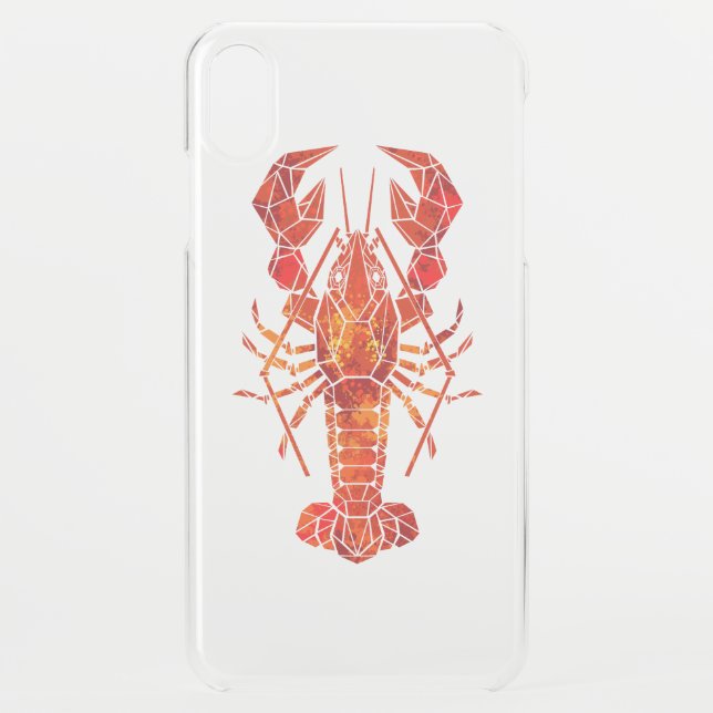 Red polygonal lobster uncommon iPhone case (Back)