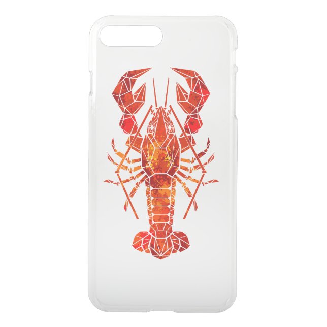 Red polygonal lobster uncommon iPhone case (Back)