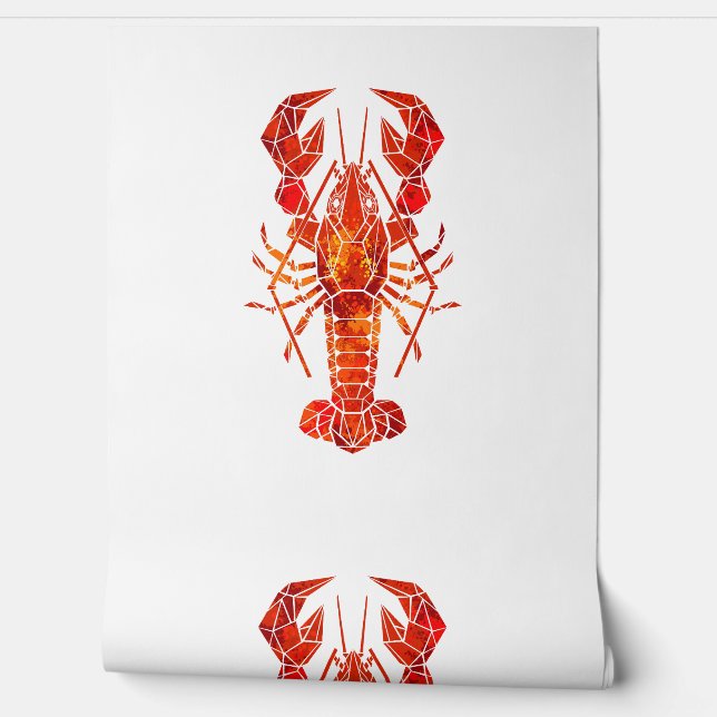 Red polygonal lobster wallpaper  (Unrolling)