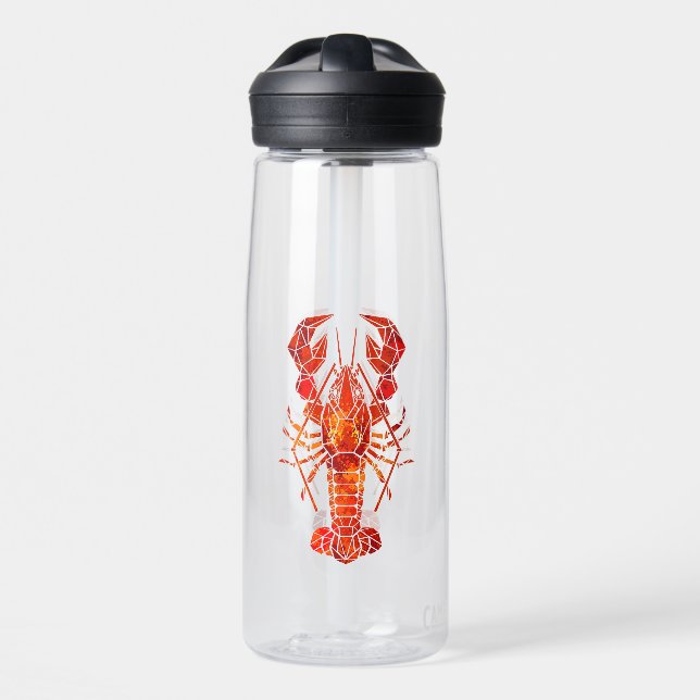 Red polygonal lobster water bottle (Front)