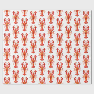 Red polygonal lobster wrapping paper