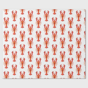 Red polygonal lobster wrapping paper
