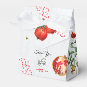 Red Pomegranate Botanical Mediterranean Wedding Favor Boxes