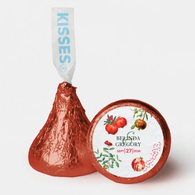 Red Pomegranate Botanical Mediterranean Wedding  Hershey®'s Kisses® (Front)