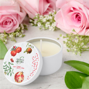 Red Pomegranate Botanical Mediterranean Wedding Mini Candle Favors
