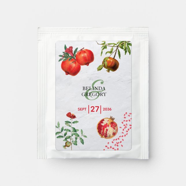 Red Pomegranate Botanical Mediterranean Wedding Tea Bag Drink Mix (Front)