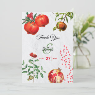 Red Pomegranate Botanical Mediterranean Wedding Thank You Card