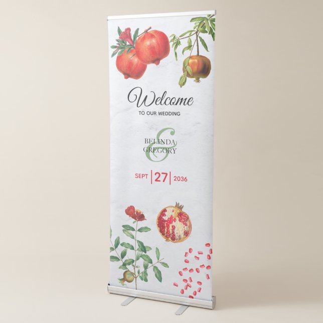 Red Pomegranate Mediterranean Wedding Welcome Sign (3/4)