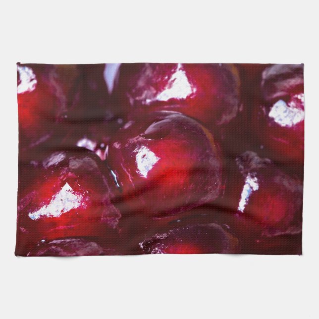 Red Pomegranate Seeds Kitchen Towel (Horizontal)