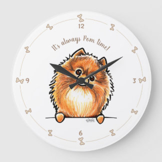 Red Pomeranian Always Pom Time Personalized Large Clock