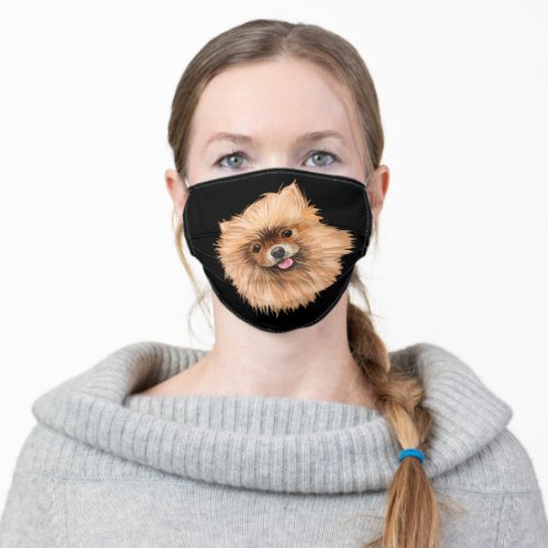 RED POMERANIAN DOG ADULT CLOTH FACE MASK