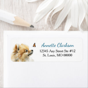 Red Pomeranian Dog Butterfly Wonder Return Address Label