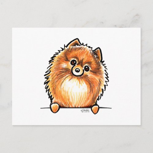 Red Pomeranian Paws Up Postcard