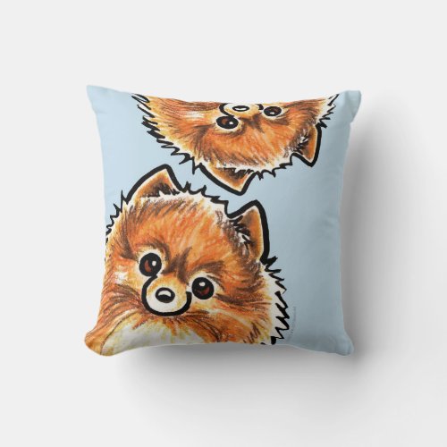 Red Pomeranian Paws Up Throw Pillow