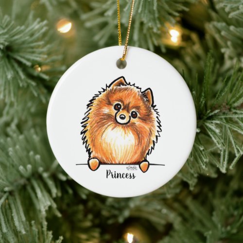 Red Pomeranian Pet Name Personalized Ceramic Ornament
