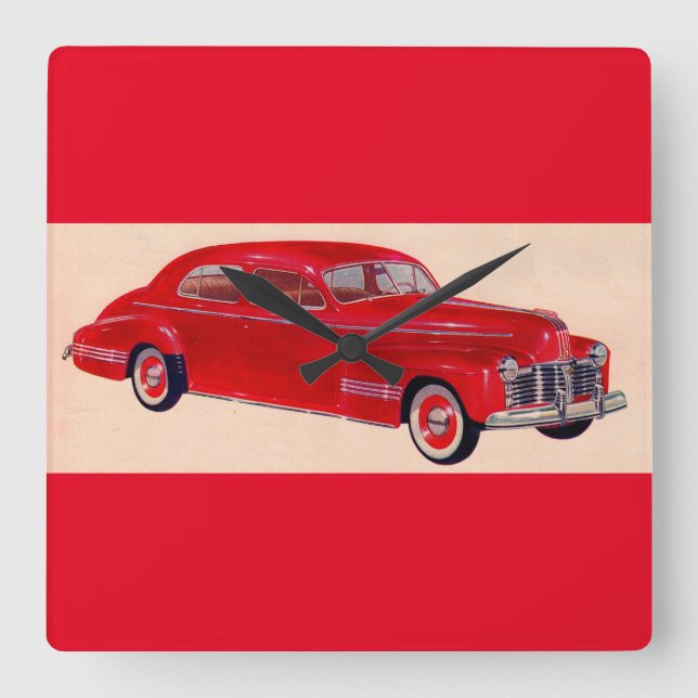 red Pontiac Torpedo Square Wall Clock (Front)