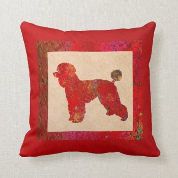 Red Poodle Throw Pillow by BamalamArt at Zazzle