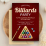 Red Pool Table Billiards Snooker Birthday Party Invitation