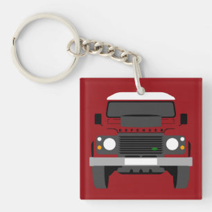 Red Pop Art Classic Land Rover Car Keychain