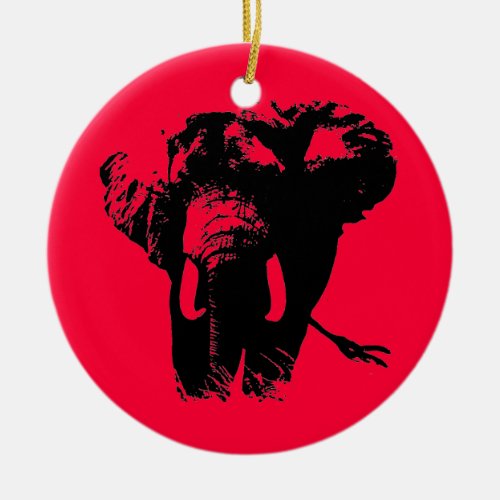 Red Pop Art Elephant Christmas Ornament