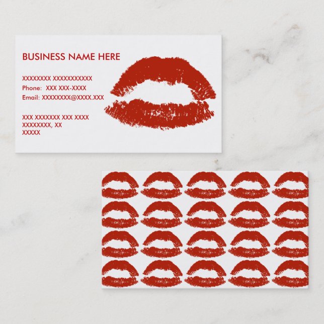 Red Pop Art Lips Business Card (Front/Back)