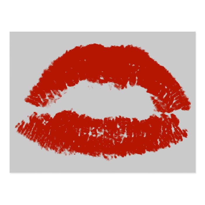 Red Pop Art Lipstick Lips Postcard