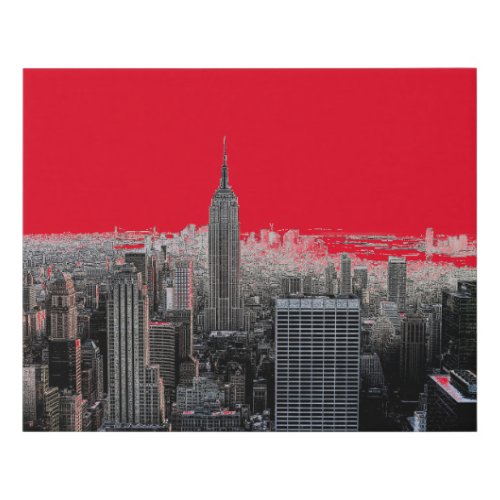 Red Pop Art New York City Manhattan Faux Canvas Print