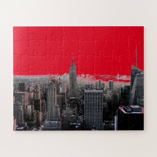 Red Pop Art New York City Manhattan Jigsaw Puzzle