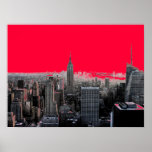 Red Pop Art New York City Poster Print<br><div class="desc">New York City - Manhattan Skyscrapers Digital Art Image</div>