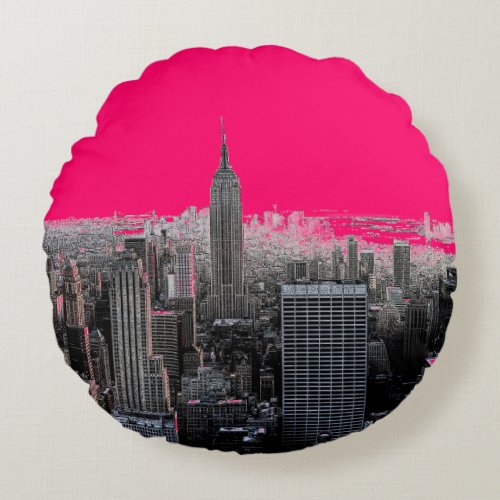 Red Pop Art New York City Round Pillow