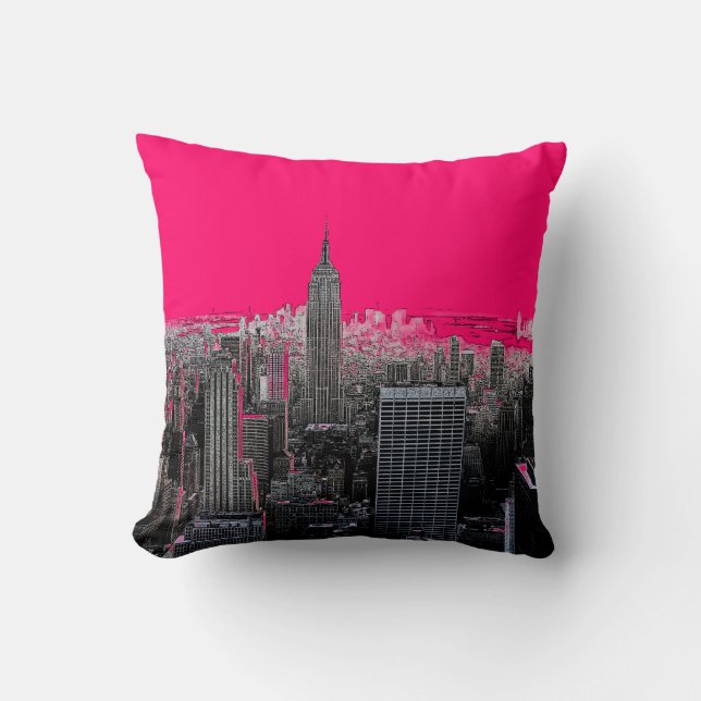 Red Pop Art New York City Throw Pillow (Front)