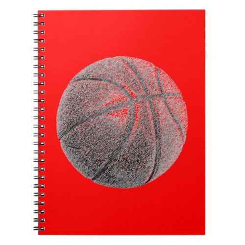 Red Pop Art Pencil Effect Basketball Notebook