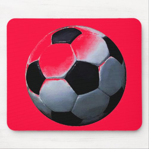 Red Pop Art Soccer Ball Mousepad
