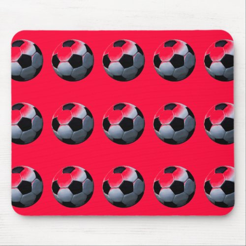 Red Pop Art Soccer Balls Mousepad