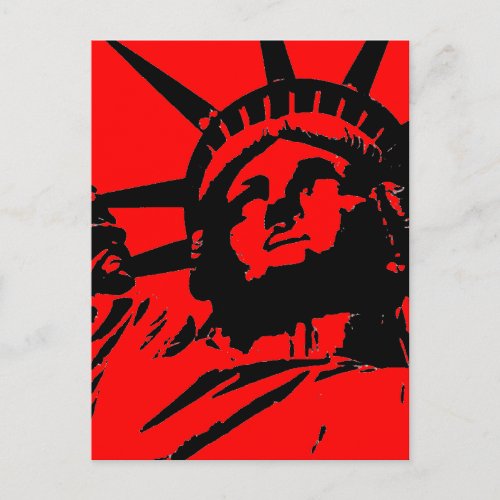 Red Pop Art Statue of Liberty Postcard