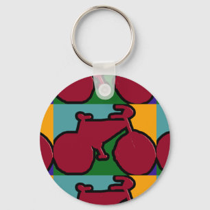 red pop bike silhouette keychain