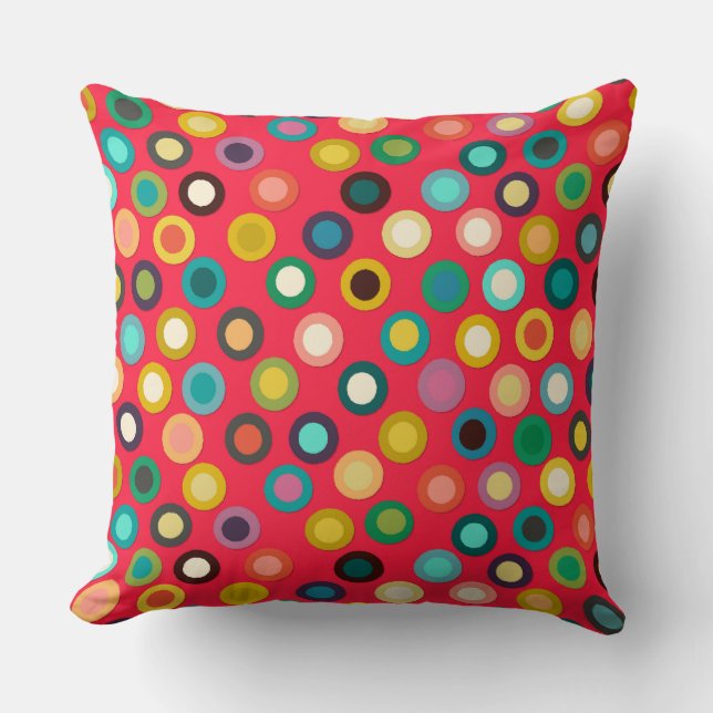 red pop spot throw pillow (Front)