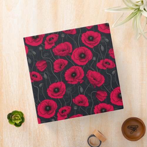 Red Poppies 3 Ring Binder