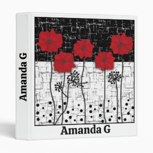 Red poppies 3 ring binder