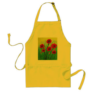 Red Poppies Adult Apron