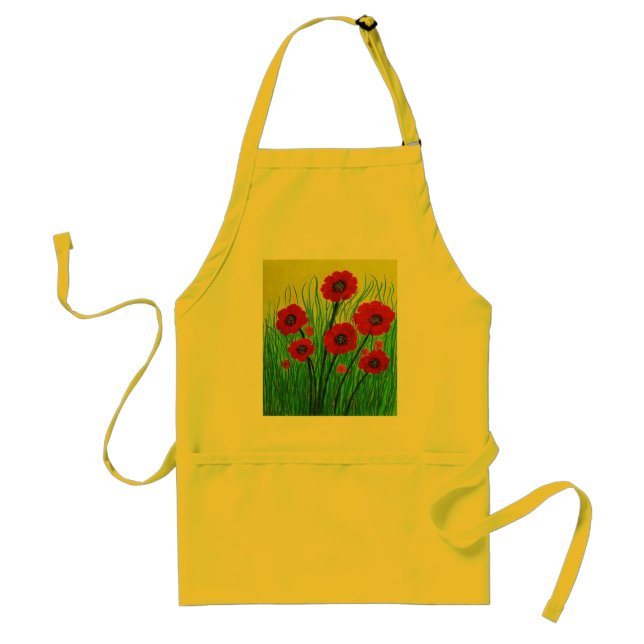 Red Poppies Adult Apron (Front)