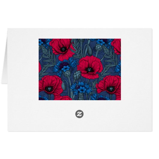 Red poppies and blue cornflowers on blue (Back Horizontal)