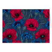 Red poppies and blue cornflowers on blue (Front Horizontal)