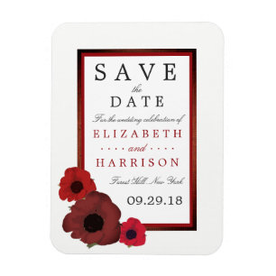 Red Poppies and Burlap Wedding Save The Date Magnet