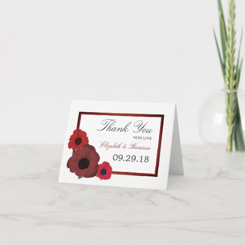 Red Poppies and Burlap Wedding Thank You