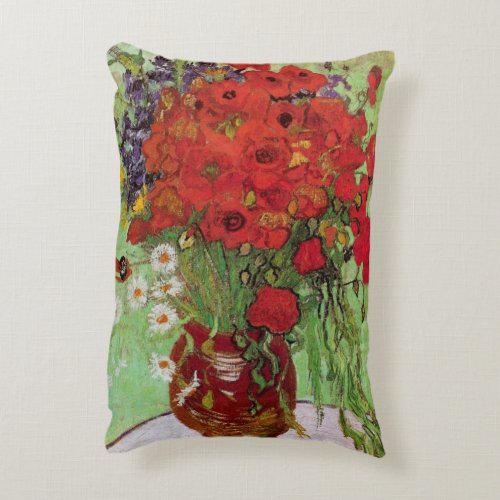 Red Poppies and Daisies by Vincent van Gogh Accent Pillow