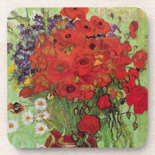 Red Poppies and Daisies by Vincent van Gogh Beverage Coaster