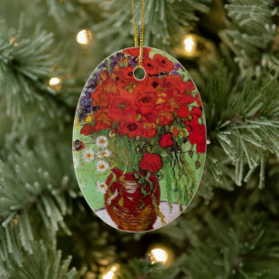 Red Poppies and Daisies by Vincent van Gogh Ceramic Ornament