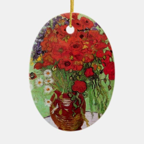 Red Poppies and Daisies by Vincent van Gogh Ceramic Ornament