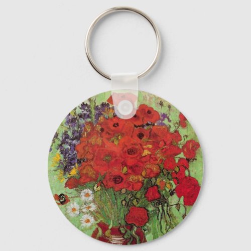 Red Poppies and Daisies by Vincent van Gogh Keychain